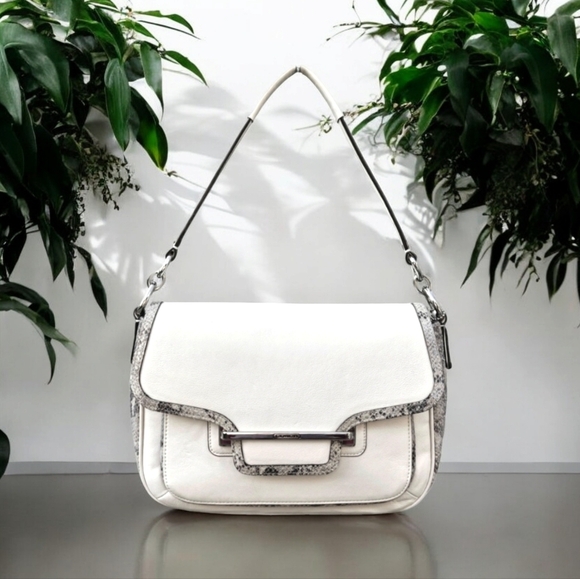 Coach Handbags - Coach Taylor Mixed Leather Snakeskin Marin Flap Satchel